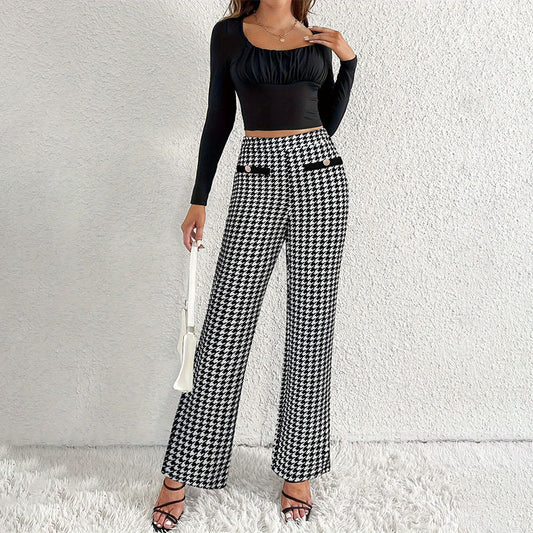 Pantaloni eleganti pied-de-poule