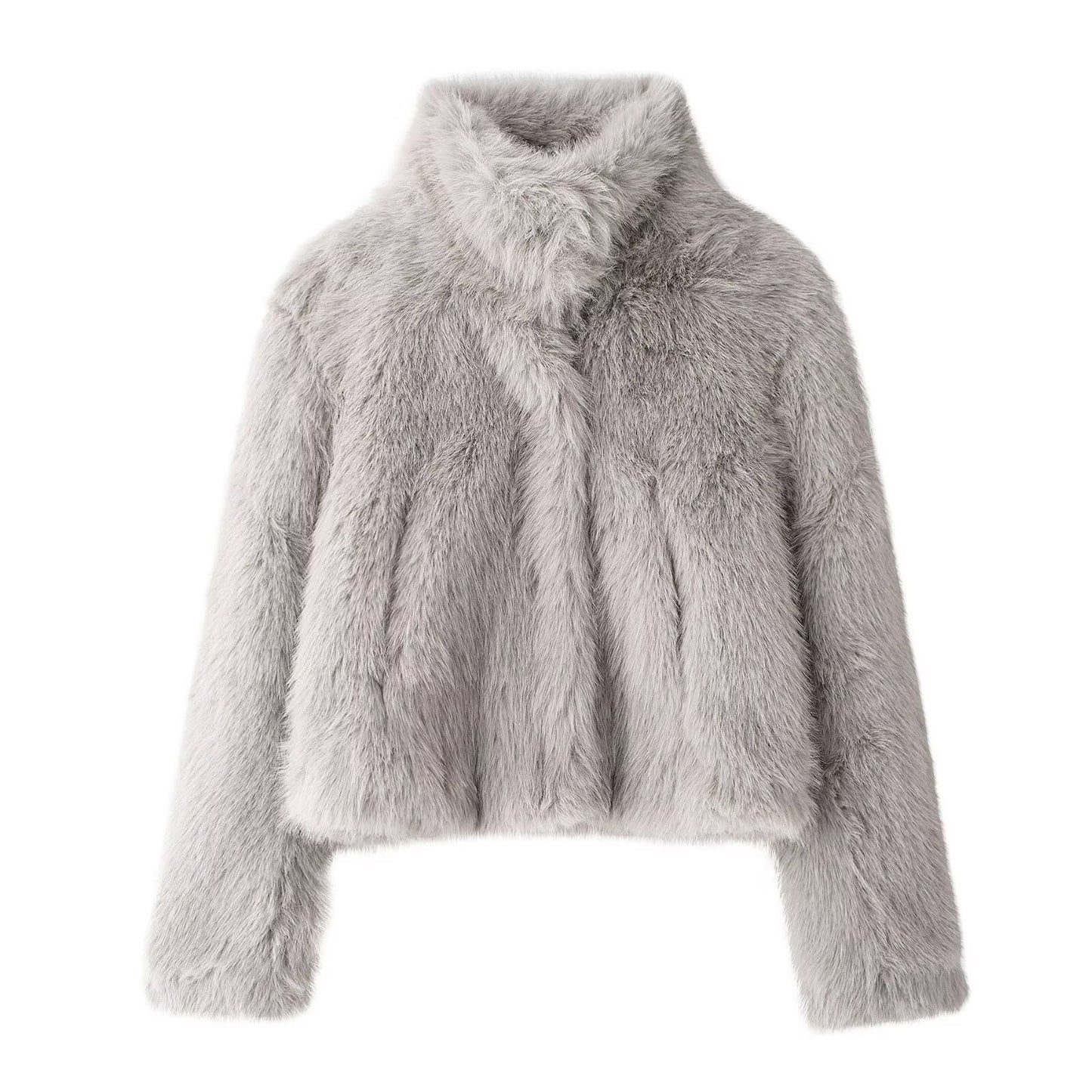 Cappotto corto in eco pelliccia