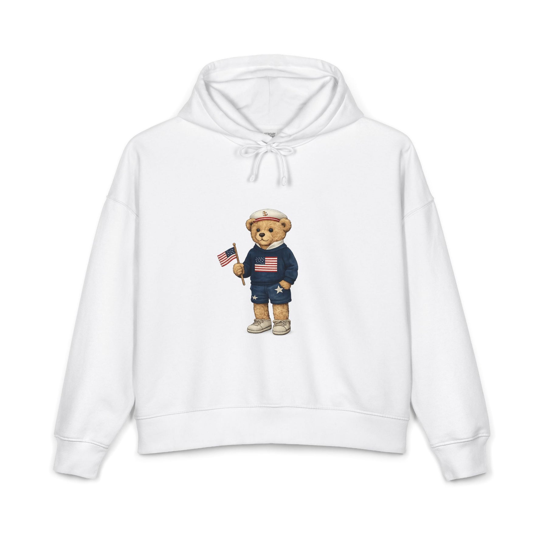 Women's USA Bear Hoodie — Patriotic Teddy Graphic Pullover