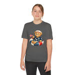 Patriotic Teddy Bear Floatie Youth T-Shirt | American Flag Kids Tee