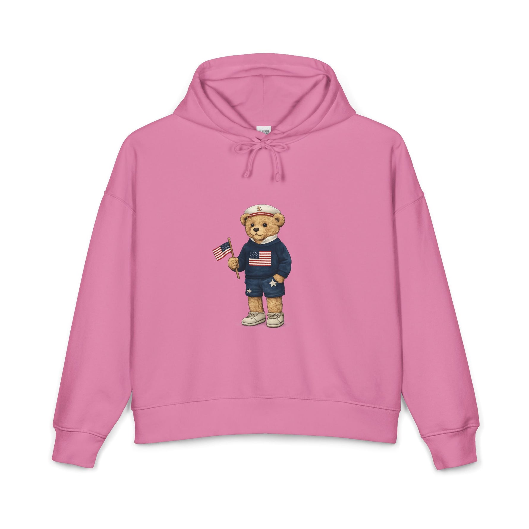 Women's USA Bear Hoodie — Patriotic Teddy Graphic Pullover