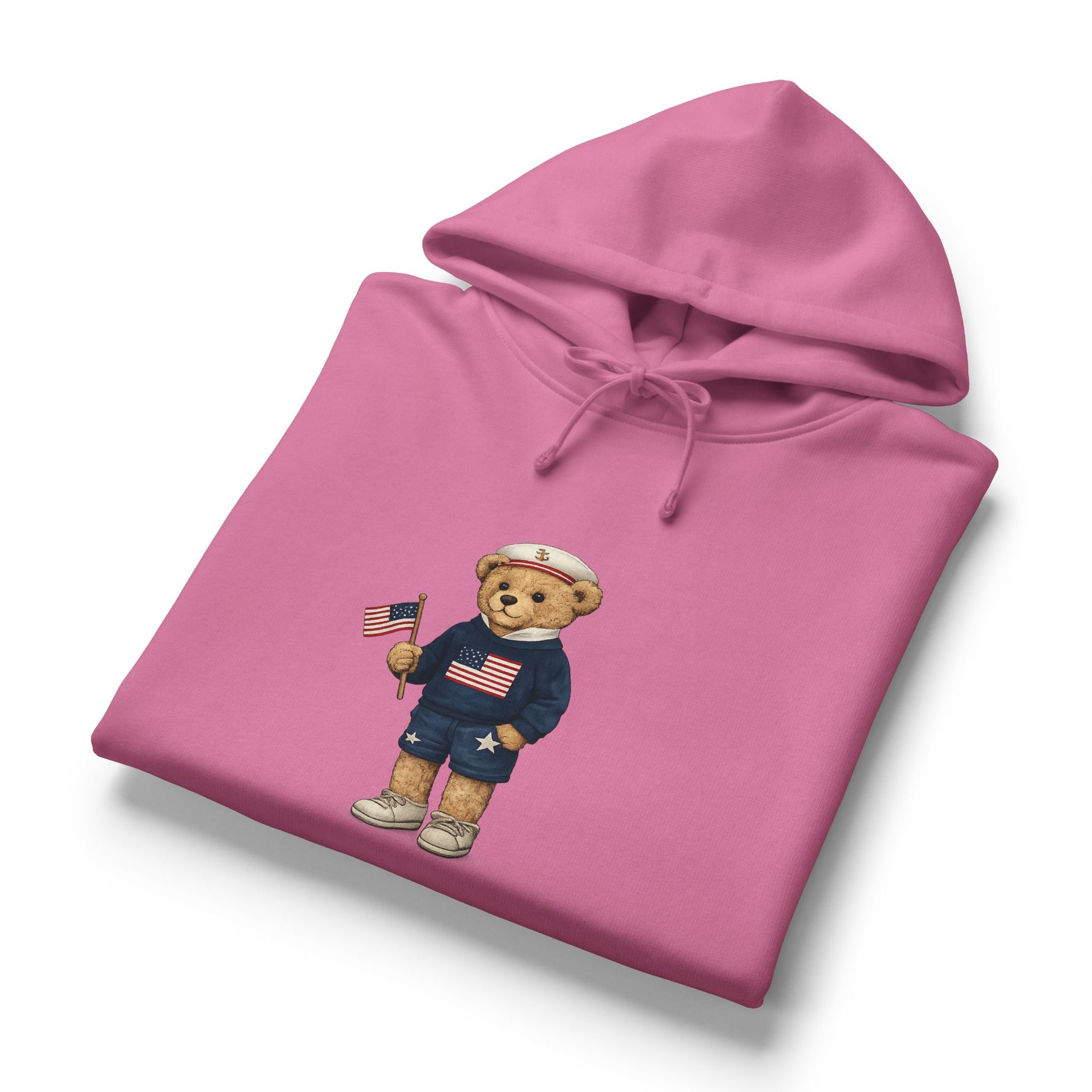 Women's USA Bear Hoodie — Patriotic Teddy Graphic Pullover