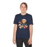 Patriotic Teddy Bear Floatie Youth T-Shirt | American Flag Kids Tee