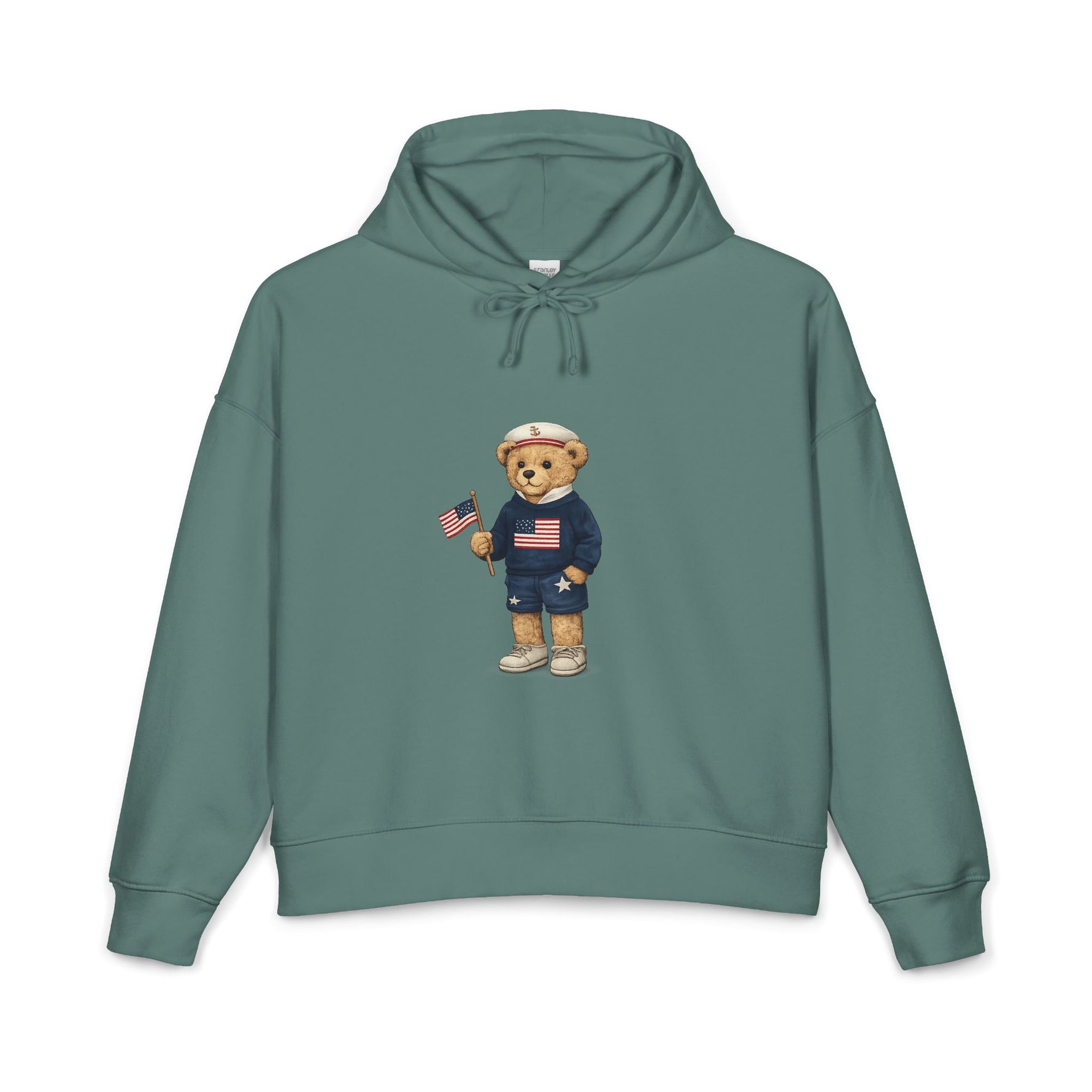 Women's USA Bear Hoodie — Patriotic Teddy Graphic Pullover