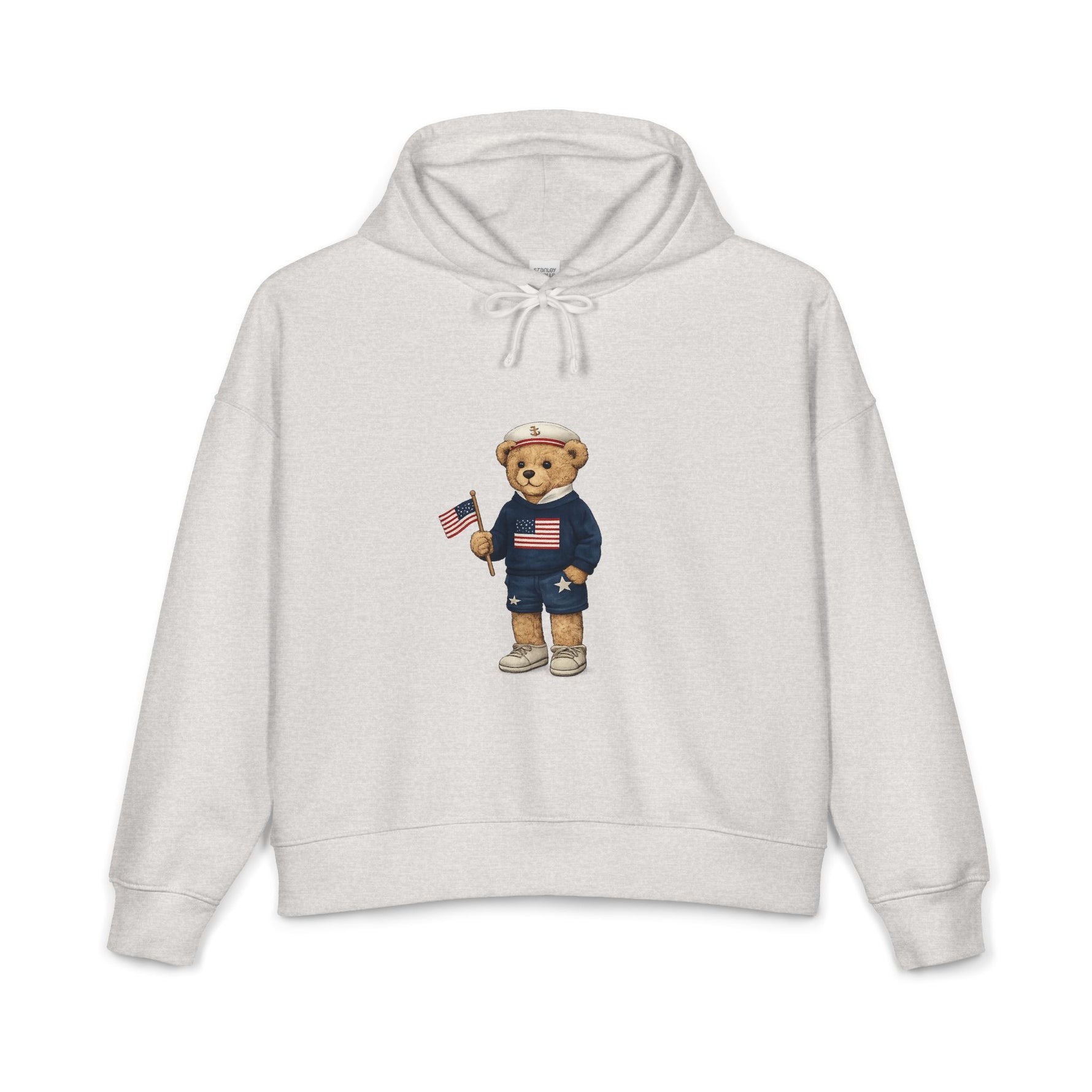 Women's USA Bear Hoodie — Patriotic Teddy Graphic Pullover