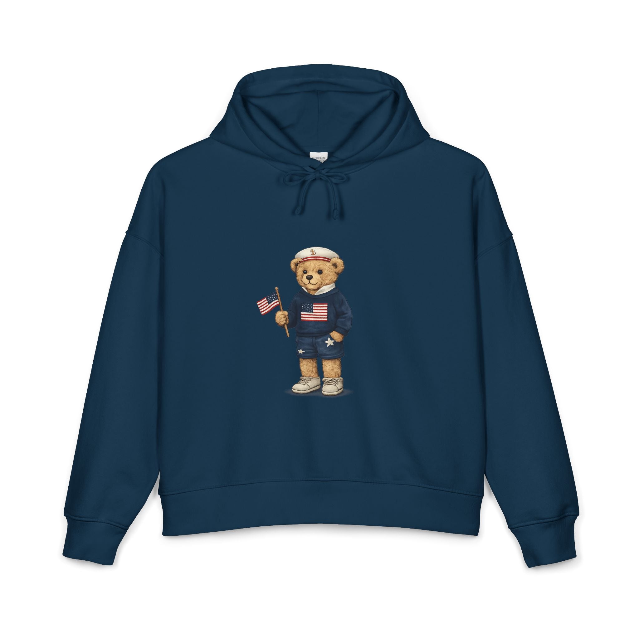 Women's USA Bear Hoodie — Patriotic Teddy Graphic Pullover