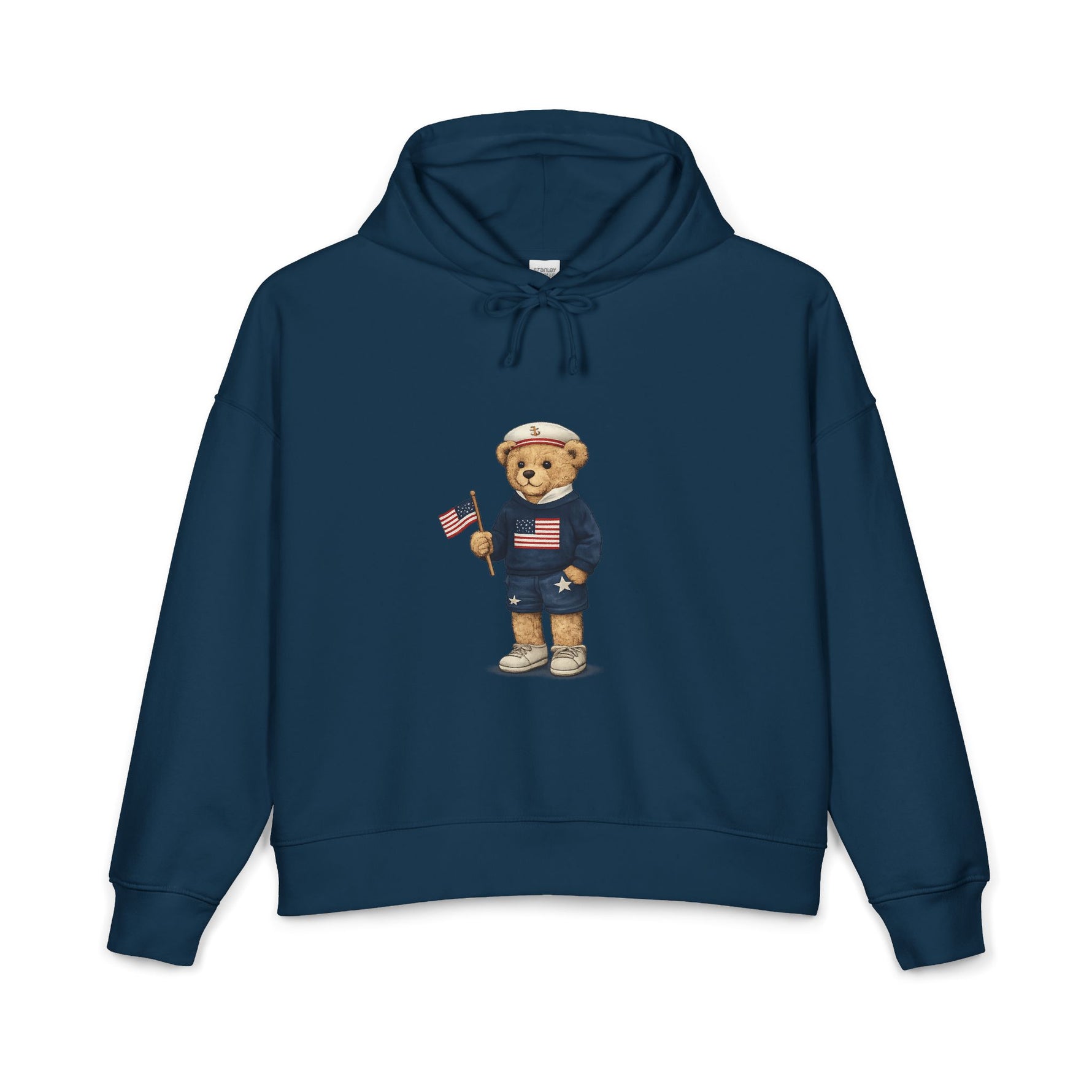 Women's USA Bear Hoodie — Patriotic Teddy Graphic Pullover