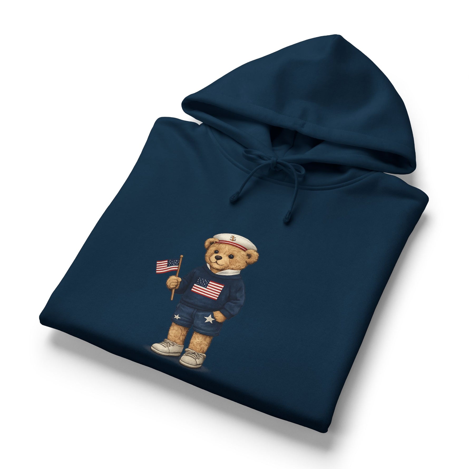 Women's USA Bear Hoodie — Patriotic Teddy Graphic Pullover
