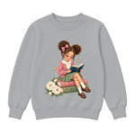 Storybook — Rose-Bowed Girl Reading Among Peonies — Boys' Sweatshirt / Athletic Heather