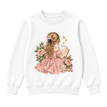 Storybook — Fancy Reader with Roses and Pearls — Boys' Sweatshirt / White