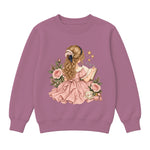 Storybook — Fancy Reader with Roses and Pearls — Girls' Sweatshirt / Mauvelous