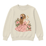 Storybook — Fancy Reader with Roses and Pearls — Girls' Sweatshirt / Natural Heather