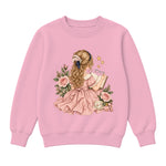 Storybook — Fancy Reader with Roses and Pearls — Girls' Sweatshirt / Pink