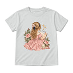Storybook — Fancy Reader with Roses and Pearls — Youth T-Shirt / Ash