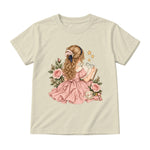 Storybook — Fancy Reader with Roses and Pearls — Youth T-Shirt / Natural