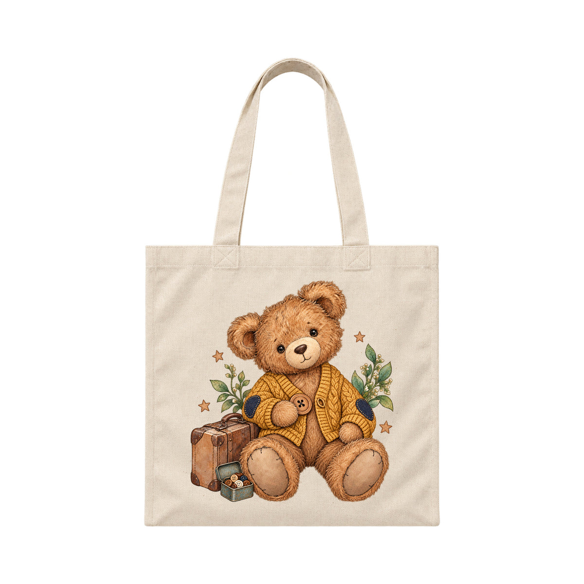 Storybook — Button Bear and the Golden Cardigan — Canvas Tote / Natural