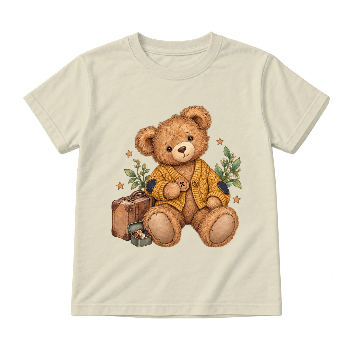 Storybook — Button Bear and the Golden Cardigan — Youth T-Shirt / Natural