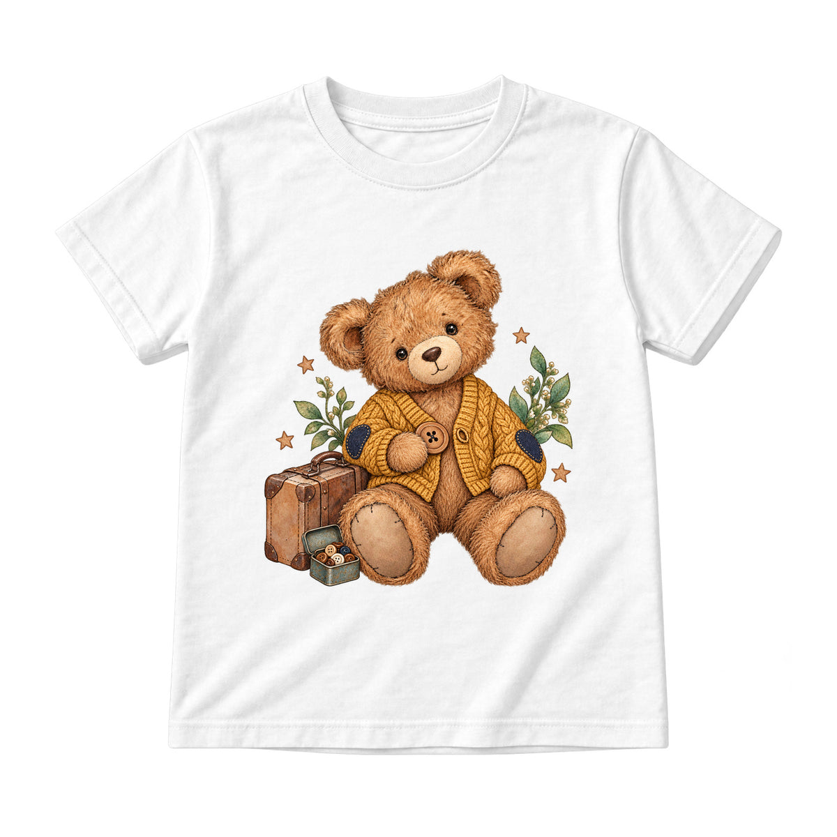 Storybook — Button Bear and the Golden Cardigan — Youth T-Shirt / White