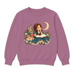 Storybook — Teal Princess Reading with Sleeping Corgi — Girls' Sweatshirt / Mauvelous