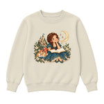 Storybook — Teal Princess Reading with Sleeping Corgi — Girls' Sweatshirt / Natural Heather