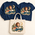 Storybook — Teal Princess Reading with Sleeping Corgi — Navy apparel preview