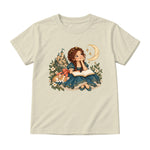 Storybook — Teal Princess Reading with Sleeping Corgi — Youth T-Shirt / Natural