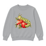 Storybook — Sage Caterpillar and Bite-Marked Apples — Boys' Sweatshirt / Athletic Heather