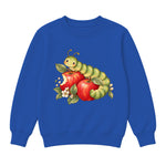 Storybook — Sage Caterpillar and Bite-Marked Apples — Boys' Sweatshirt / Royal