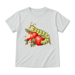 Storybook — Sage Caterpillar and Bite-Marked Apples — Youth T-Shirt / Ash