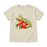 Storybook — Sage Caterpillar and Bite-Marked Apples — Youth T-Shirt / Natural