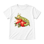 Storybook — Sage Caterpillar and Bite-Marked Apples — Youth T-Shirt / White