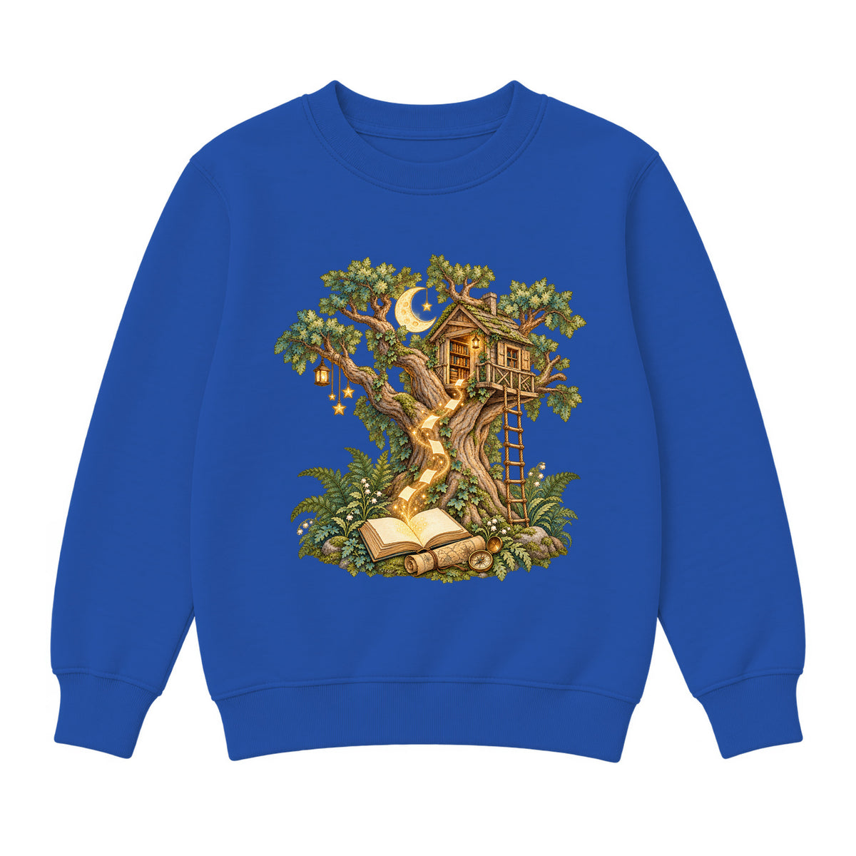 Storybook — Magical Treehouse with Golden Page Sparks — Boys' Sweatshirt / Royal