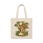 Storybook — Magical Treehouse with Golden Page Sparks — Canvas Tote / Natural