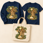 Storybook — Magical Treehouse with Golden Page Sparks — Navy apparel preview