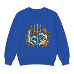 Storybook — Mythic Trident and Bronze Owl — Boys' Sweatshirt / Royal