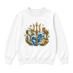 Storybook — Mythic Trident and Bronze Owl — Boys' Sweatshirt / White