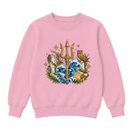 Storybook — Mythic Trident and Bronze Owl — Girls' Sweatshirt / Pink