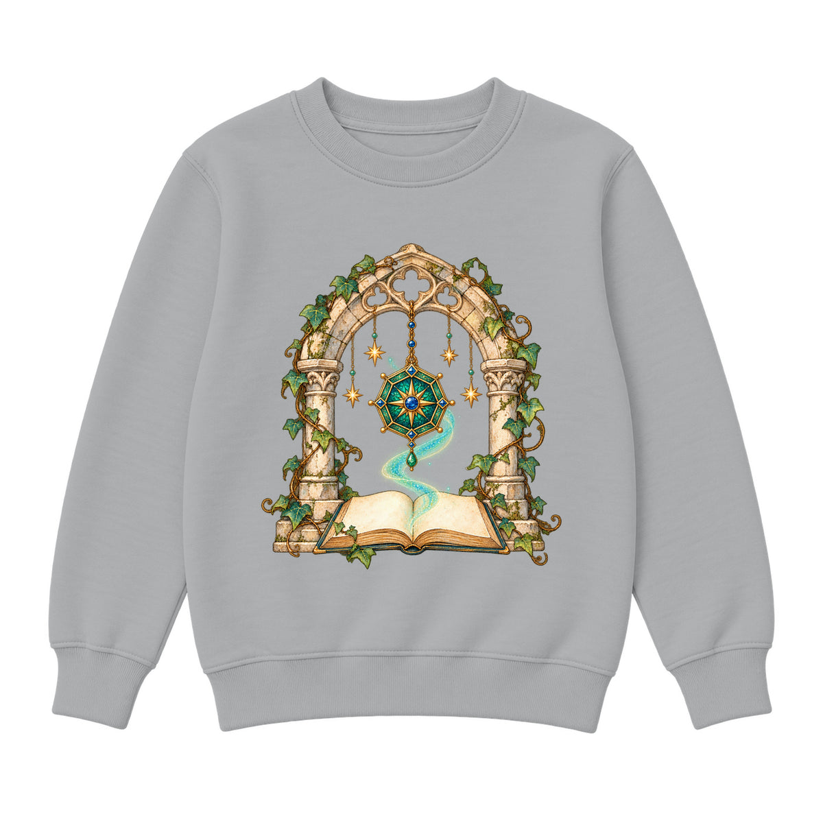 Storybook — Magical Compass in a Vine-Covered Arch — Boys' Sweatshirt / Athletic Heather