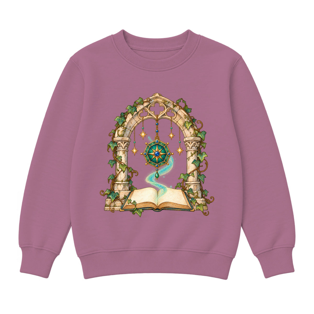 Storybook — Magical Compass in a Vine-Covered Arch — Girls' Sweatshirt / Mauvelous