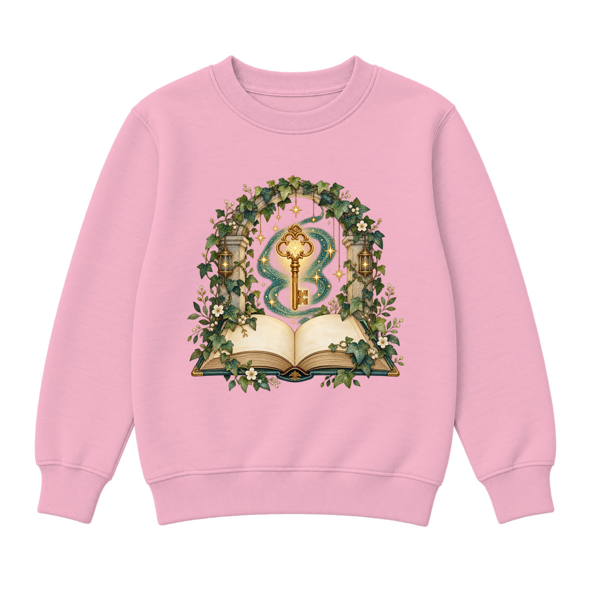 Storybook — Luminous Key Beneath the Ivy Arch — Girls' Sweatshirt / Pink