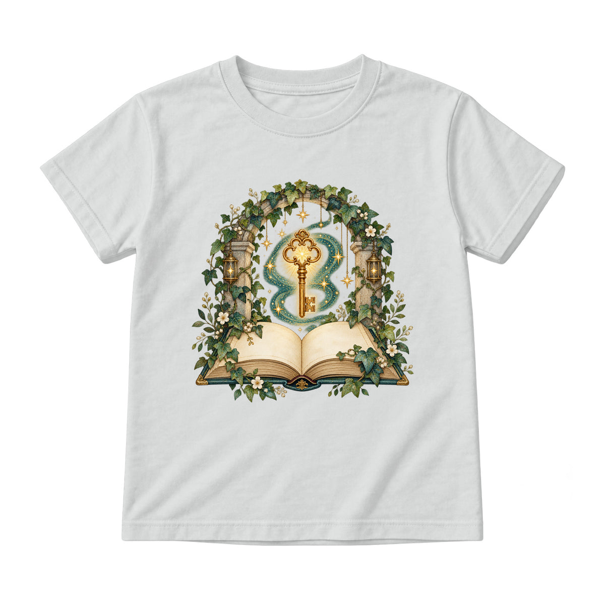 Storybook — Luminous Key Beneath the Ivy Arch — Youth T-Shirt / Ash