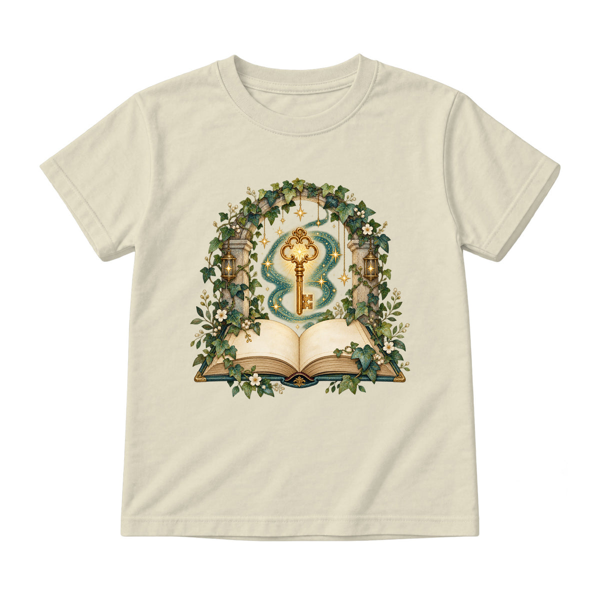 Storybook — Luminous Key Beneath the Ivy Arch — Youth T-Shirt / Natural