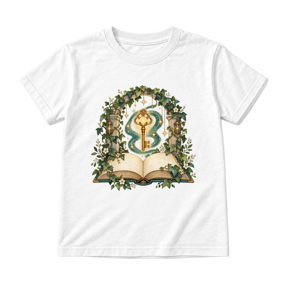Storybook — Luminous Key Beneath the Ivy Arch — Youth T-Shirt / White