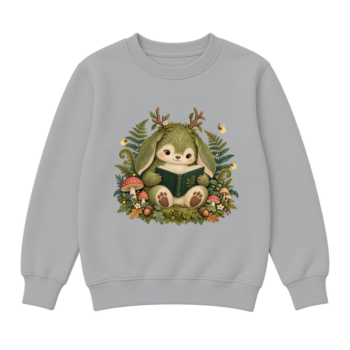 Storybook — Mossy Woodland Reader Under Ferns — Boys' Sweatshirt / Athletic Heather