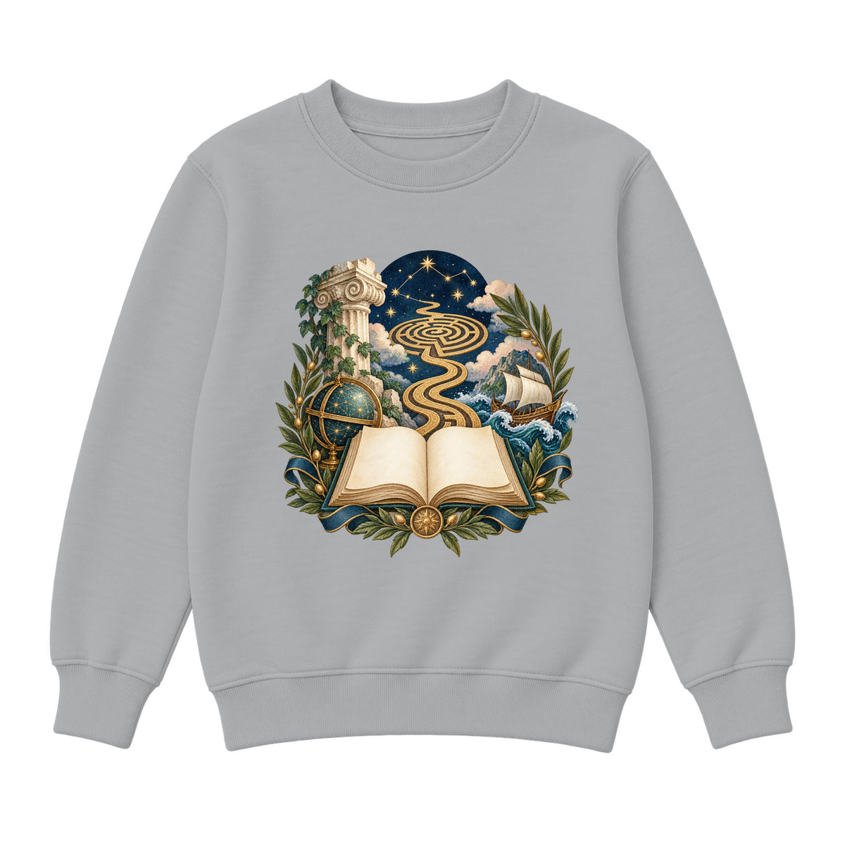 Storybook — Starlit Labyrinth Book Voyage — Boys' Sweatshirt / Athletic Heather