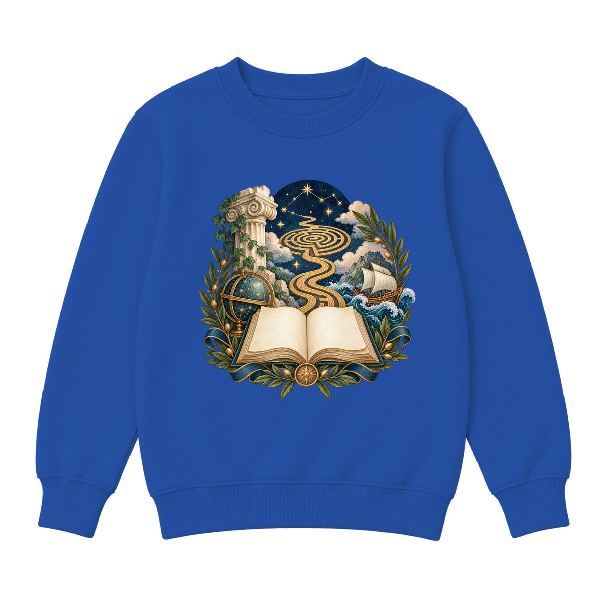 Storybook — Starlit Labyrinth Book Voyage — Boys' Sweatshirt / Royal