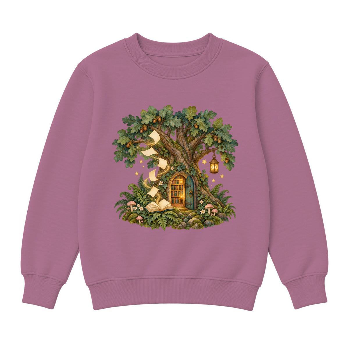 Storybook — Enchanted Oak Woodland Library — Girls' Sweatshirt / Mauvelous