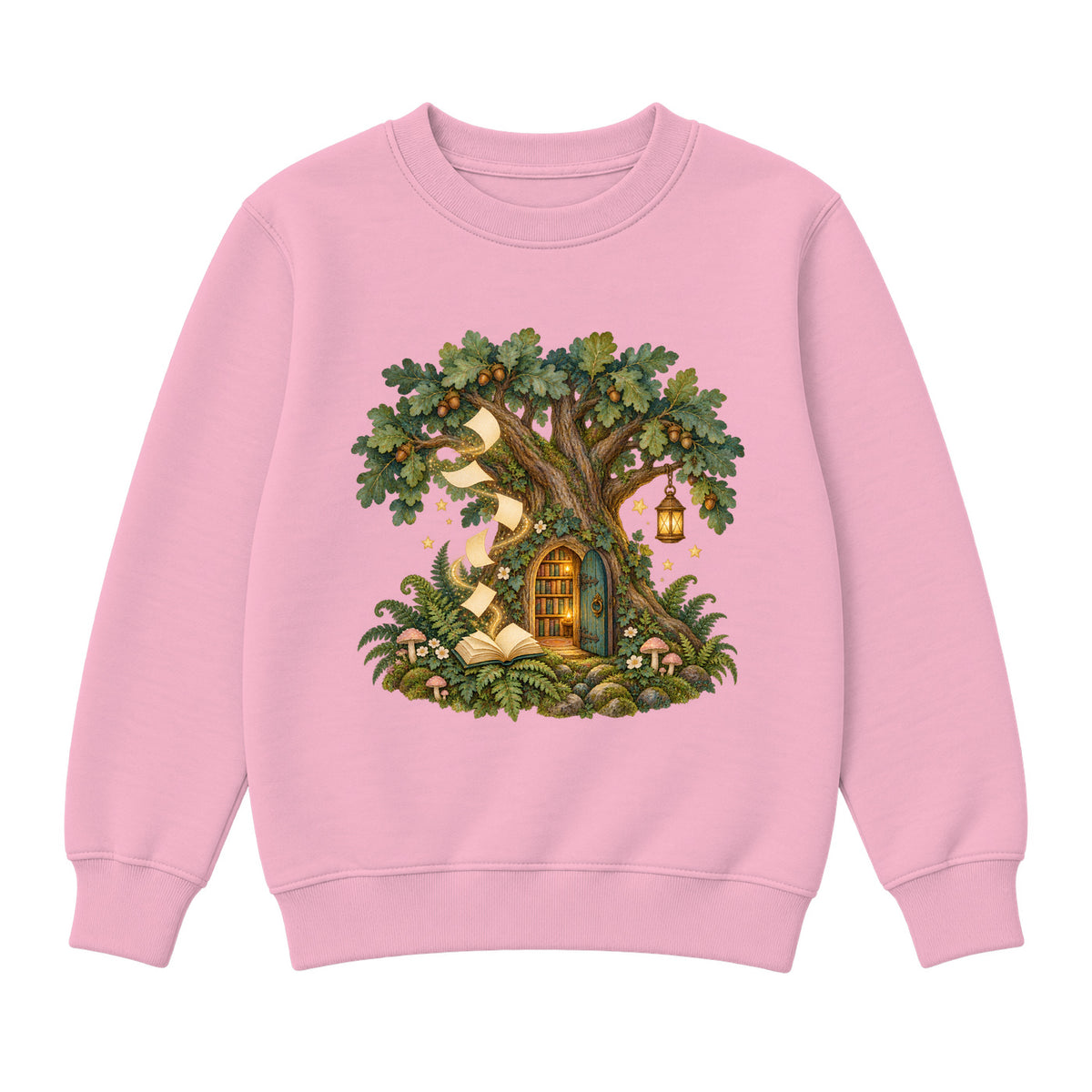 Storybook — Enchanted Oak Woodland Library — Girls' Sweatshirt / Pink