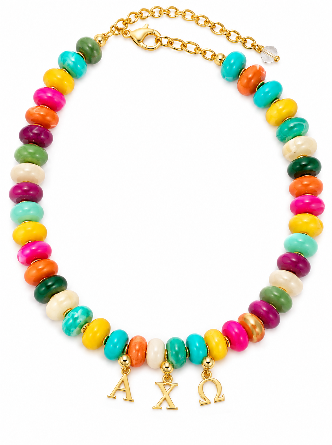 Alpha Chi Omega Sugarocks Necklace with Monogram AXO letters and Lyre