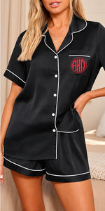 Alpha Chi Omega Monogram Satin Pajama Set